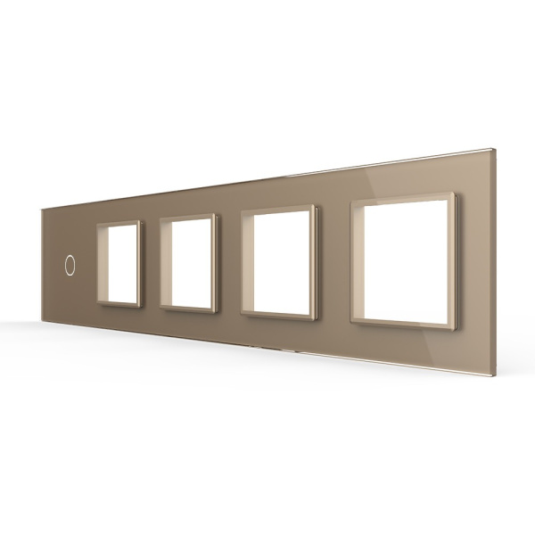 Панель для сенсорного выключателя и 4-х розеток, 1 клавиша, цвет золотой, стекло Livolo