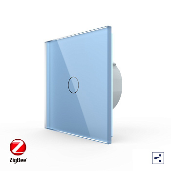 Сенсорный проходной выключатель ZigBee (Wi-Fi) 1 клавиша 1 пост Синий Livolo