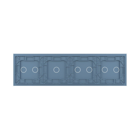 Панель для четырех сенсорных выключателей, 7 клавиш (2+2+1+2), цвет синий, стекло Livolo