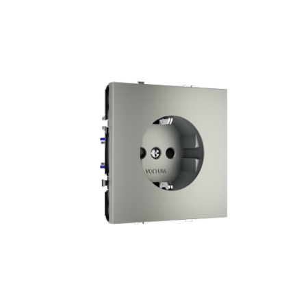 Розетка встраиваемая Voltum S70 с заземлением и защитными шторками, 16А, (сталь)