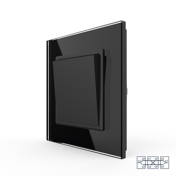 Одноклавишный перекрестный механический выключатель 1 пост, цвет черный Livolo