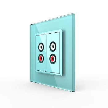 Розетка аудио RCA "2-ой тюльпан" двойная Зеленая Livolo