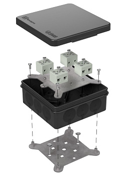 Коробка огнестойкая для о/п двухкомпонентная 60-0303-9005-FR6.0-8 Е15-Е120 100х100х40 RAL9005 Промрукав (17 шт/уп)