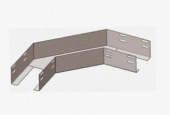 Лоток угловой перфорированный КГ 150х80-90 УТ1,5 поворот на 90, оцинкованный лист S1,0