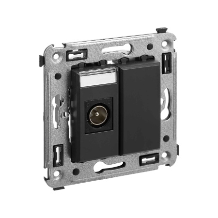 Розетка TV одиночная в стену, "Avanti", "Черный матовый" DKC