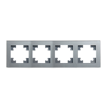 Рамка 4-местная, стекло, STEKKER, GFR00-7004-03, серия Катрин, серебро