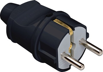 Вилка с з/к евро прямая черная Альфа