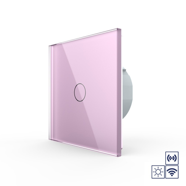 Сенсорный импульсный радиоуправляемый выключатель сухой контакт 1 клавиша 1 модуль Розовый Livolo