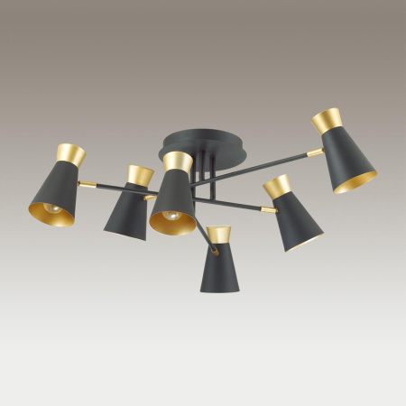 Люстра потолочная E14 6*40W 220V LIAM матовый черный,золотой LUMION