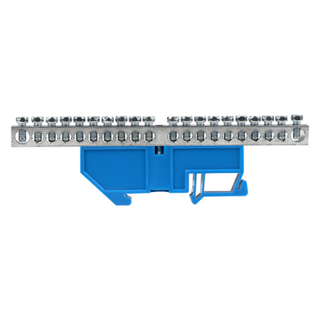 Шина "0" N (6x9мм) 20 отв, цинк синий изолятор на DIN-рейку PROxima EKF