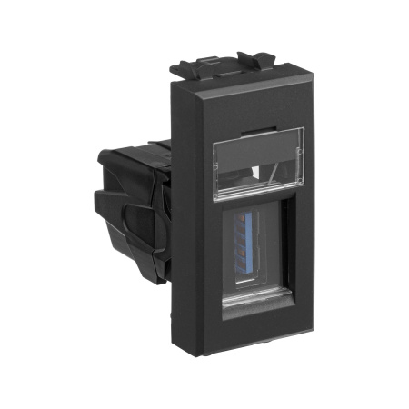USB 3.0 розетка модульная, тип А-А, "Avanti", "Черный матовый", 1 модуль DKC