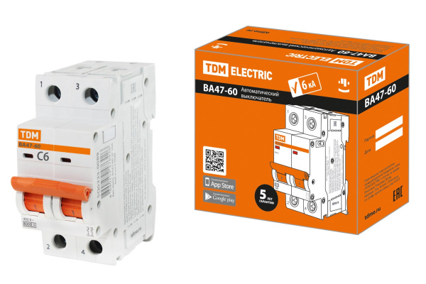 Выключатель автоматический ВА МОД ВА47-60 2П 6А 6кА С TDM