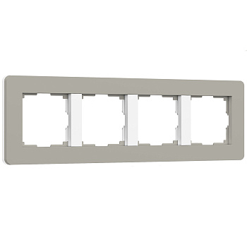 Split Рамка из поликарбоната на 4 поста дымчатый/белый, soft-touch Werkel