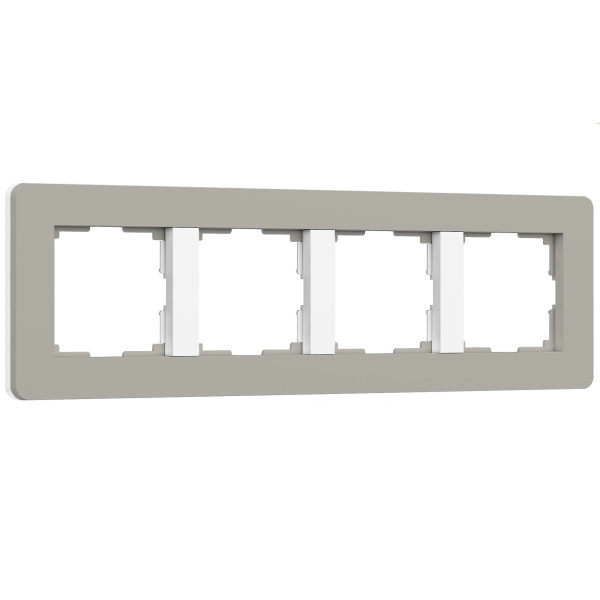 Split Рамка из поликарбоната на 4 поста дымчатый/белый, soft-touch Werkel