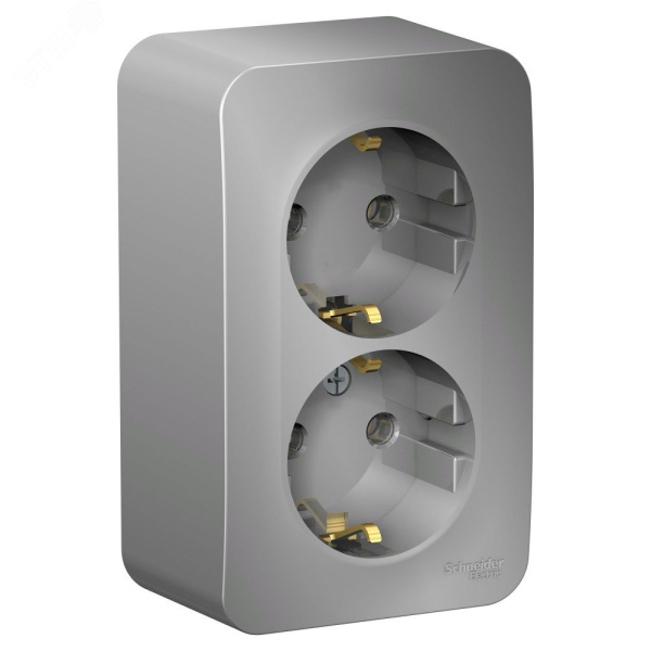 BLANCA Розетка ОУ 2 мест. с з/з, без шторок 16А алюминий IP20 Schneider Electric