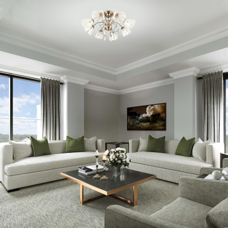 Потолочная люстра с плафонами 8*E27 60Вт белый IP20 Floranse (30155/8 белый) Eurosvet