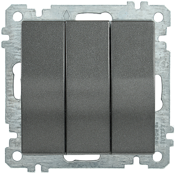 Выключатель 3-клавишный ВС10-3-0-Б 10А BOLERO антрацит IEK