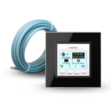 Терморегулятор Welrok PRO для рамки LIVOLO с электронным управлением, датчик воздуха, датчик пола 3 м, цвет белый с черной рамкой