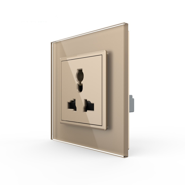 Розетка электрическая универсальная 16А 1 пост, цвет золотой Livolo