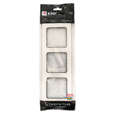 Стокгольм Рамка 3-местная белая с линией цвета черный EKF