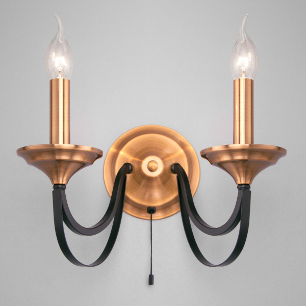 Бра в стиле лофт 2*E14 60Вт черный IP20 Lazzaro (60098/2 черный) Eurosvet