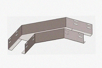 Лоток угловой глухой КГГ 400х100-90 УХЛ1 поворот на 90, оцинкованный лист S1,5