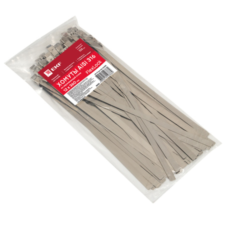Хомут AISI 316 из нержавеющей стали, 12x360 (100 шт) FlexLock PROxima EKF