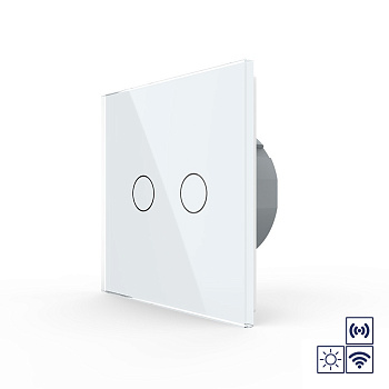 Сенсорный импульсный радиоуправляемый выключатель сухой контакт 2 клавиши 1 модуль Белый Livolo