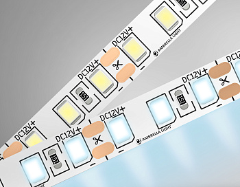 Светодиодная лента GS1103 2835 120Led/ 9.6W m/ 12V IP20 6500K/ 5000*8*1.2mm/ кратность резки 25mm (2 конт.) Ambrella Light