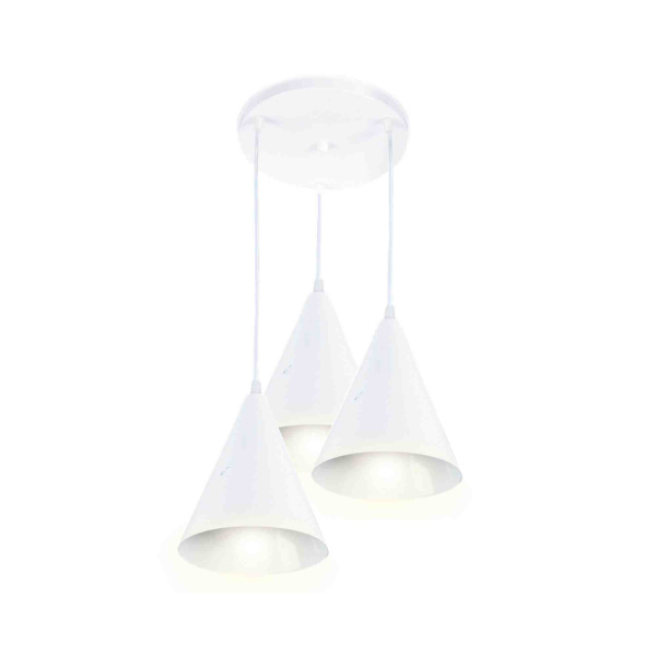 14-43 Светильник декоративный, подвесной, "Ляфамий", металлический, 3хЕ14 40Вт, 220В, белый, шнур прозрачный, 450мм, крепление на планку, Ø... APEYRON