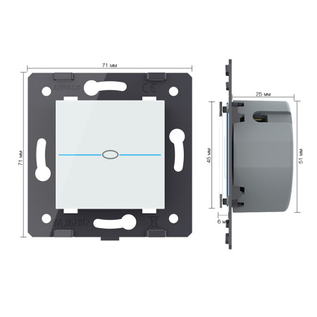 Выключатель Quadro 1 клавиша Белый (механизм) Livolo