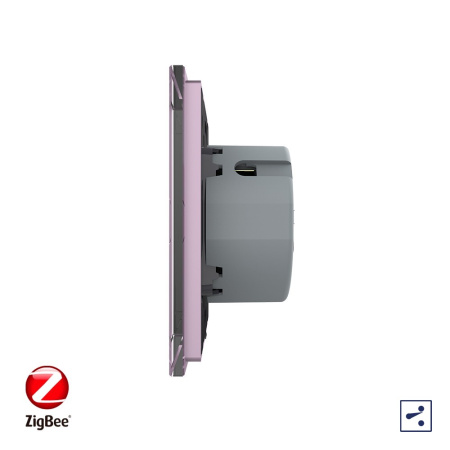 Сенсорный проходной выключатель ZigBee (Wi-Fi) 2 клавиши 1 пост Розовый Livolo