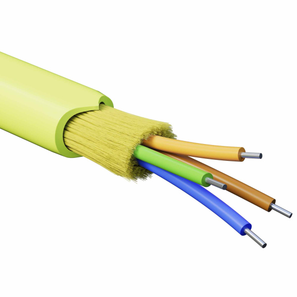 Кабель волоконно-оптический, распределительный, арамидные упрочняющие нити, для внутренней прокладки, нг(А)-HF, 4 ОВ, категория OM5(G.651.1) плотный б