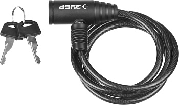 Замок "СТАНДАРТ", тросовый, 2 ключа в комплекте, длина троса 650мм, d 6мм ЗУБР