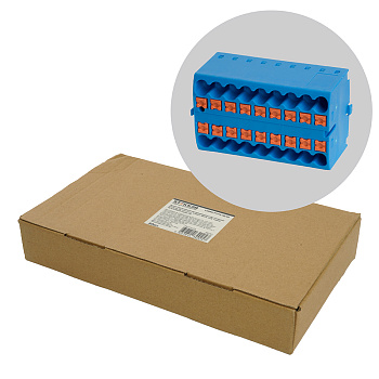 Зажим блочный (групп) для распред.тока нагрузки push-in на 18 точек, сеч 2,5 мм², 450V, 24А,синий LD580 PTFIX 18/25 STEKKER