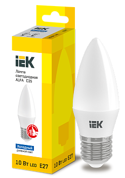 Лампа светодиодная ALFA C35 свеча 10Вт 230В 6500К E27 IEK