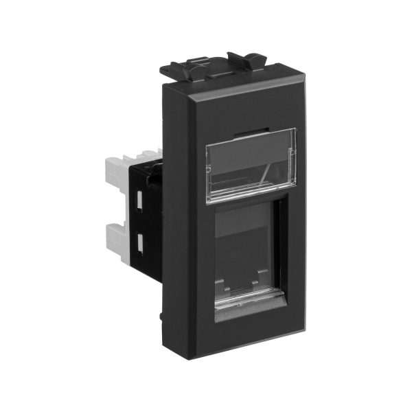 Телефонная розетка RJ-12 модульная, "Avanti", "Черный матовый", 1 модуль DKC