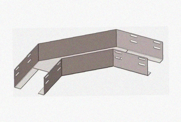 Лоток угловой глухой КГГ 300х100-135 УХЛ1 поворот на 135, оцинкованный лист S1,5