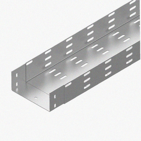 Лоток монтажный цельный перфорированный ЛМЦ400х50х3000 УТ1,5, оцинкованный лист, S1,5