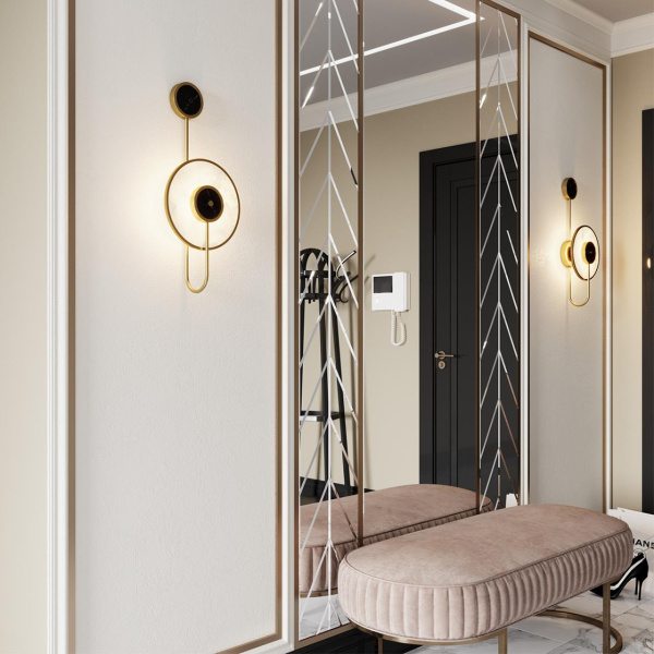 Настенный св-к IP20 LED 10W 525Лм 3000K светлый/черный мрамор/черный металл NAXOS ODEON LIGHT