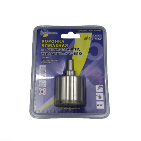 Коронка алмазная по керамике и кафелю с центрирующим сверлом 45мм 400045 Trio-Diamond