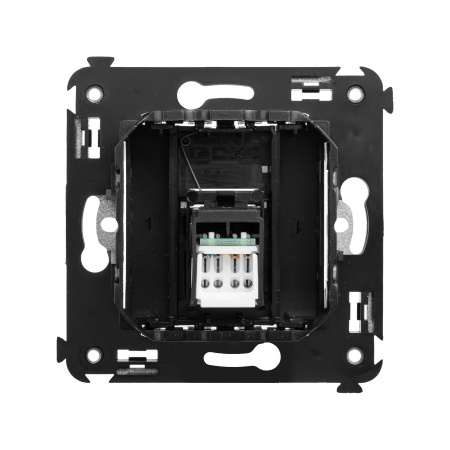 Компьютерная розетка RJ-45 в стену, кат.6 одинарная,"Avanti", "Черный квадрат" DKC