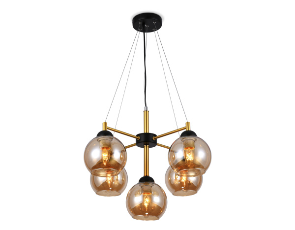 Подвесная люстра TR9026/5 BK/TI черный/янтарь E27 max 40W D580*600 Ambrella Light