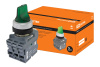 Переключатель на 3 положения с фиксацией M3SS1-21G короткая ручка(LED) d22мм/220B 1з+1р зеленый TDM