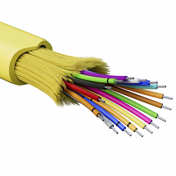 Кабель волоконно-оптический, распределительный, арамидные упрочняющие нити, для внутренней прокладки, нг(А)-HF, 16 ОВ, категорияOS3 (G.652.D) плотный 