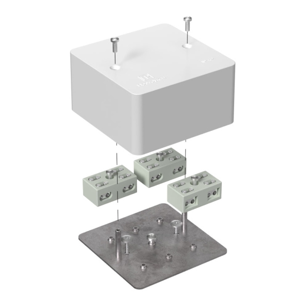 Коробка огнестойкая разветвительная для кабель-канала 40-0460-FR6.0-4-6-Р Е15-Е60 85х85х45 RAL9003 Промрукав (44 шт/уп)