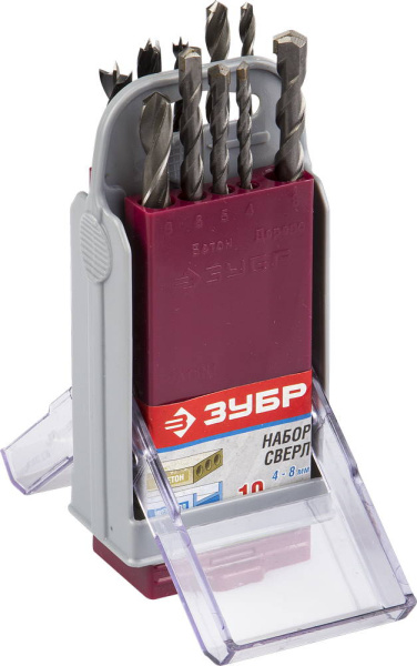 10 шт., в супер боксе, набор сверл комбинированный ЗУБР