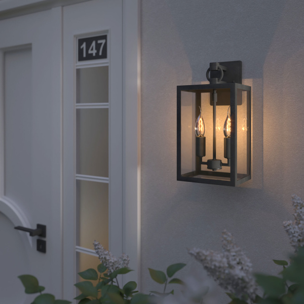 Уличный настенный светильник 2*E14 темно-серый IP43 Candle (a058478) Elektrostandard