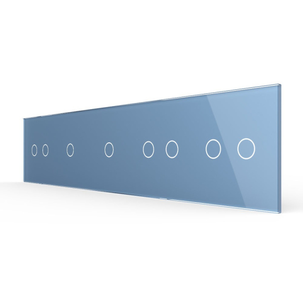 Панель для пяти сенсорных выключателей, 8 клавиш (2+1+1+2+2), цвет синий, стекло Livolo