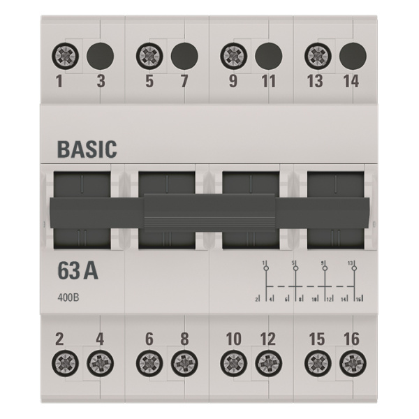 Трехпозиционный переключатель 4П 63А Basic EKF